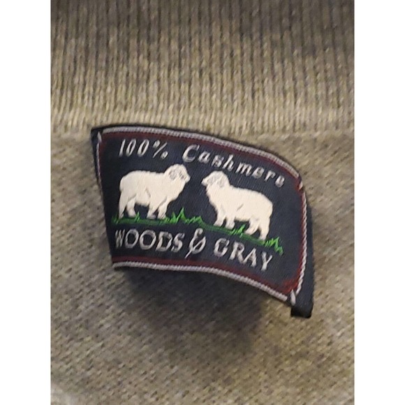 Woods & Gray Mens 100% Cashmere Polo Sweater Med. Gray Button Long Sleeve - Picture 4 of 11